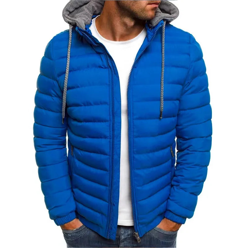 Vickers | Men's Lightweight Quilted Hooded Puffer Jacket - Size:XS;Color:Royal Blue