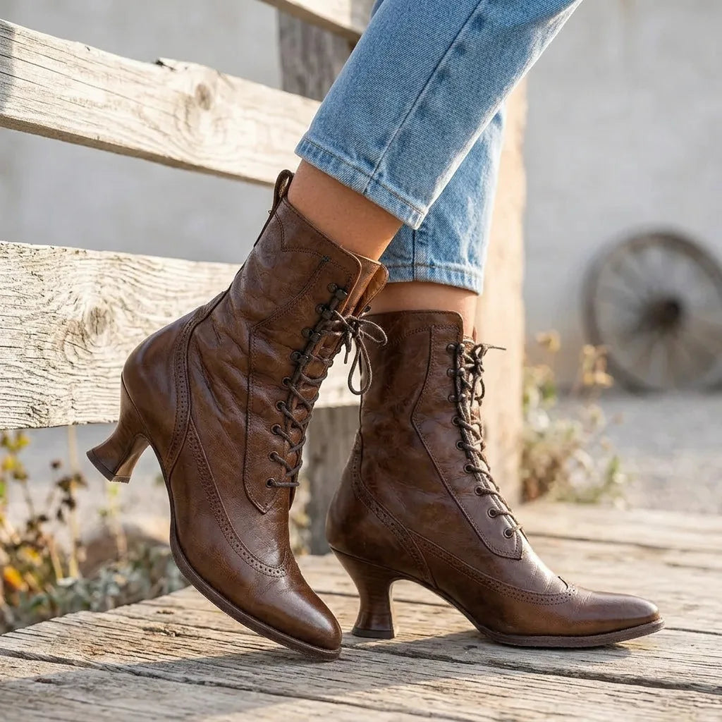 Victoria | Women's Western Vintage Boots  - Color:Brown;Size:35