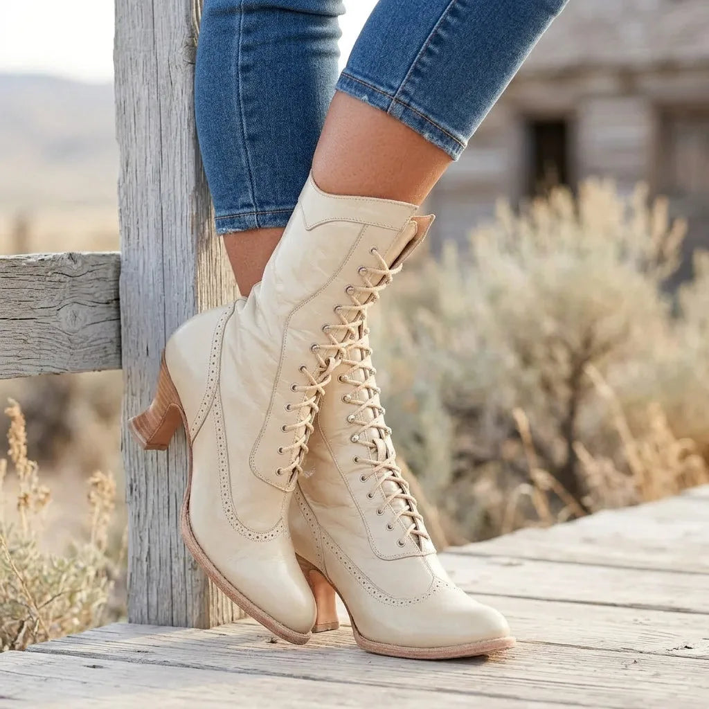 Victoria | Women's Western Vintage Boots  - Color:White;Size:35