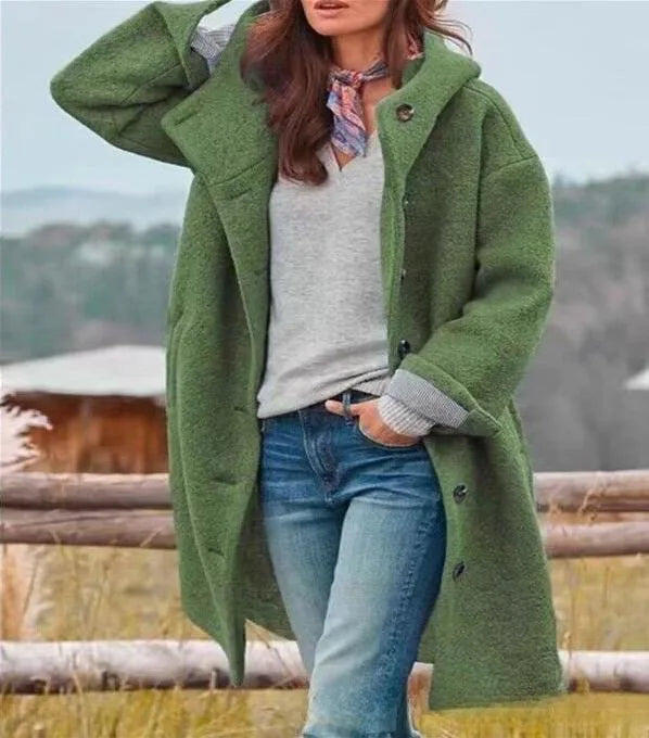 Vivienne | Women's Windproof Teddy Trench Coat - Color:Green;Size:XS