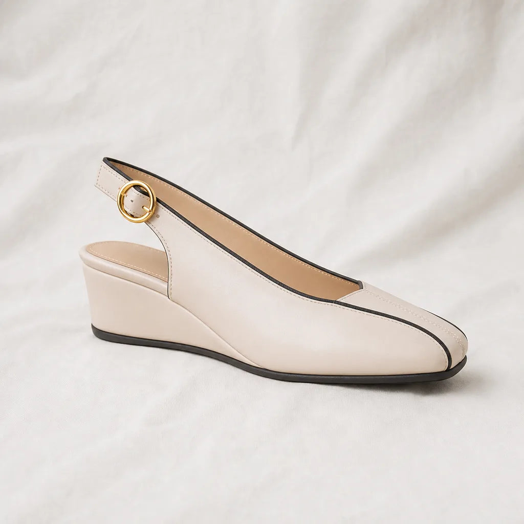Women's Off White Warwick Square Toe Wedge Sandals