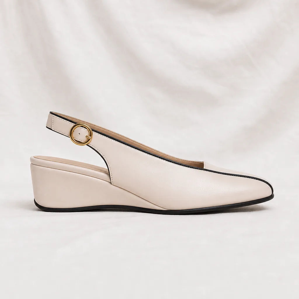 Women's Off White Warwick Square Toe Wedge Sandals