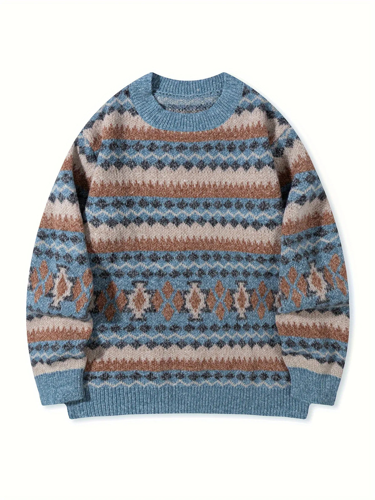Warren | Men's Heritage Knitted Jumper  - Color:Light Blue;Size:XS