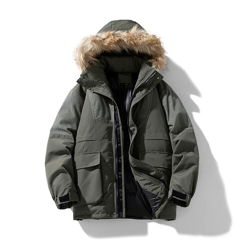 Wayne | Men's Winter Hooded Ski Jacket - Green