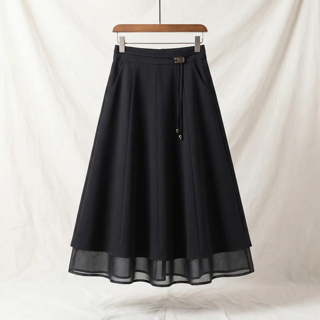 Women's Black Wainwright Mesh Midi Skirt
