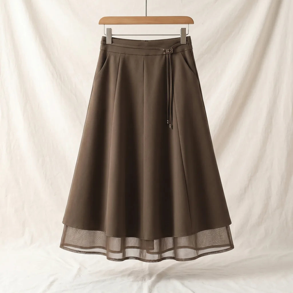 Women's Brown Wainwright Mesh Midi Skirt