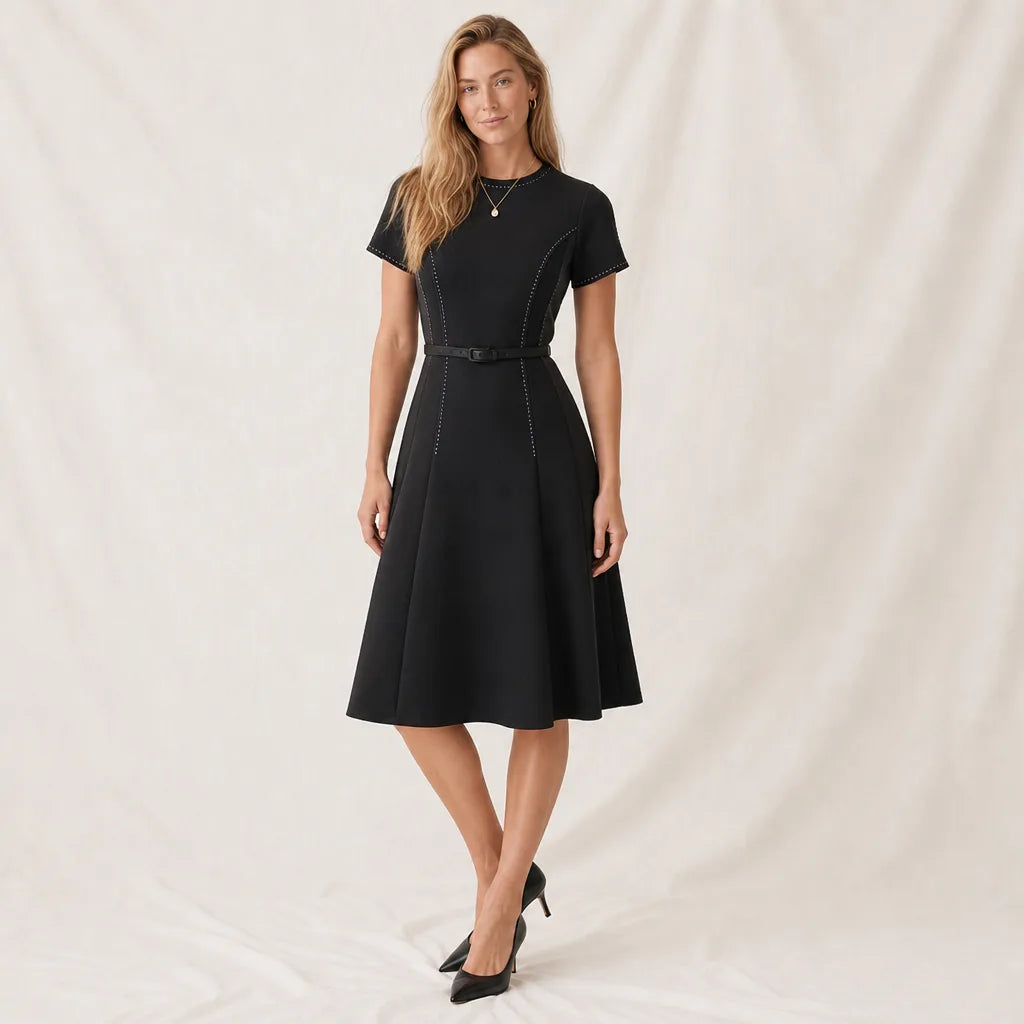 Wendy Midi Dress - Color:Black;Size:XS