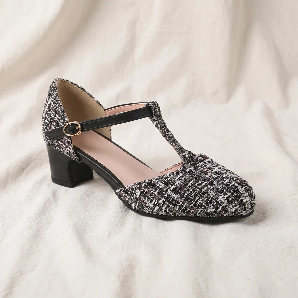 Women's Black Woodward T-Strap Sandals
