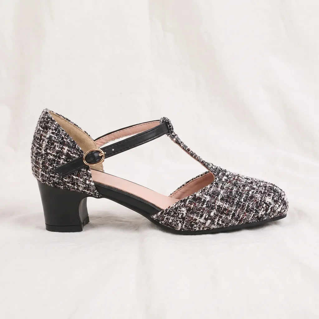 Women's Black Woodward T-Strap Sandals