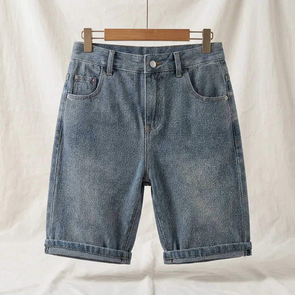 Weston Cotton Denim Shorts - Color:Light Blue;Size:XS