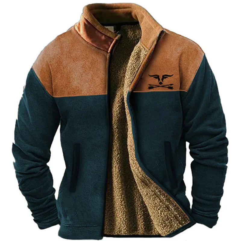Weston | Fleece-Lined Colour Block Jacket - Color:Blue;Size:XS