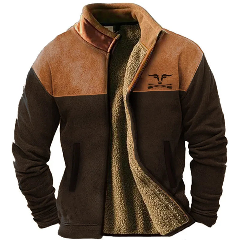 Weston | Fleece-Lined Colour Block Jacket - Color:Coffee;Size:XS