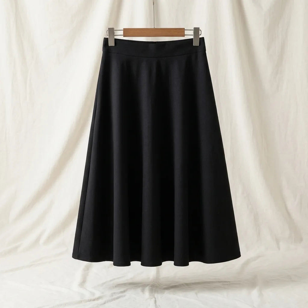 Whesly Midi Skirt - Color:Black;Size:S