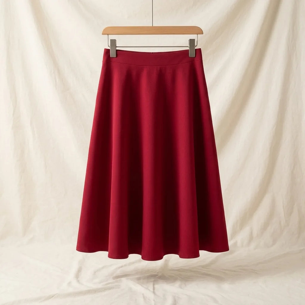 Whesly Midi Skirt - Color:Red;Size:S