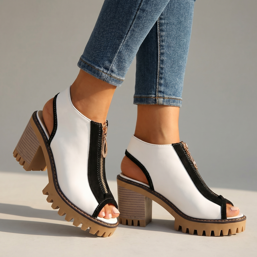 Larissa | Womens Zipper Block Heels
