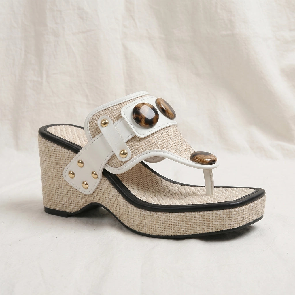 White Holmes Platform Wedge Sandals 1