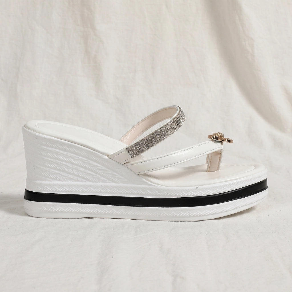 Luna Sparkle Wedge Sandals - Color:White;Size:35