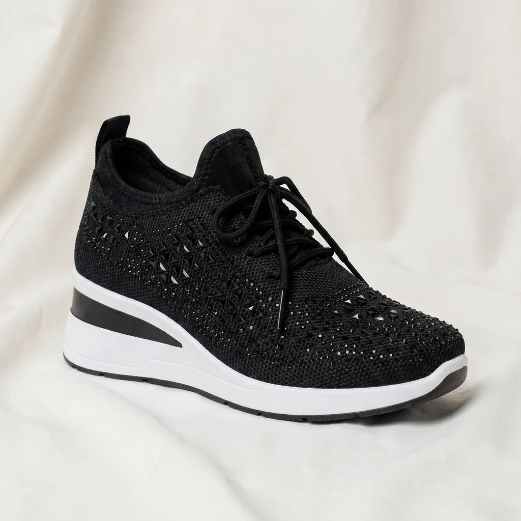 Women's Black Whitcomb Rhinestone Platform Sneakers