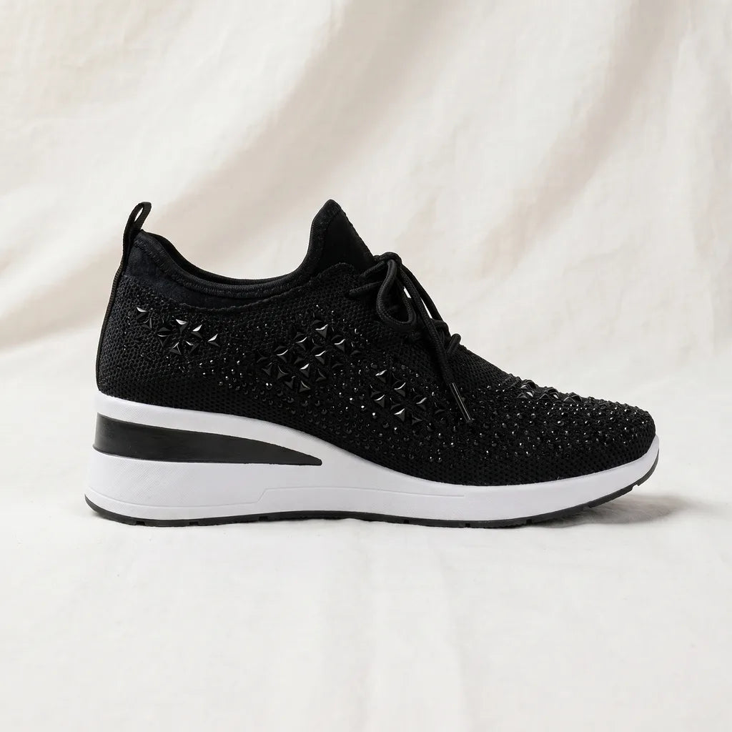 Women's Black Whitcomb Rhinestone Platform Sneakers