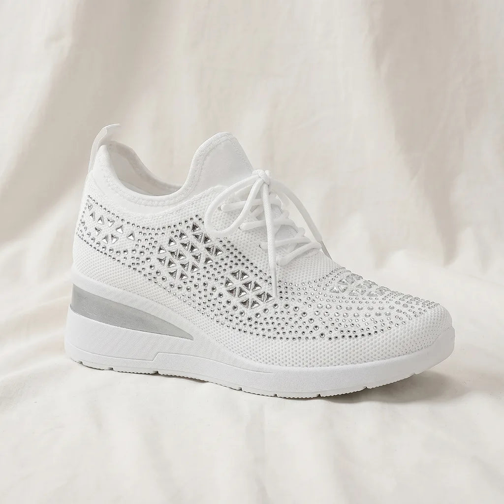 Women's White Whitcomb Rhinestone Platform Sneakers