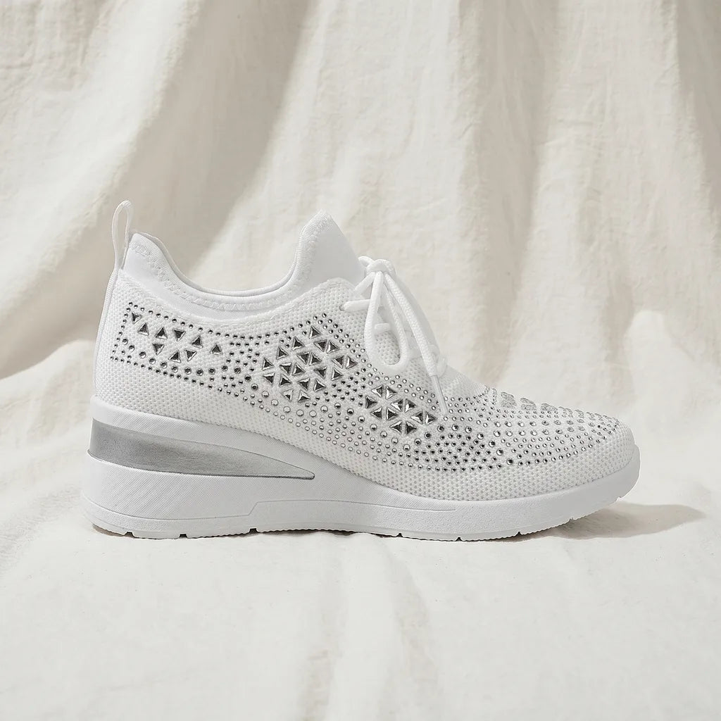Women's White Whitcomb Rhinestone Platform Sneakers