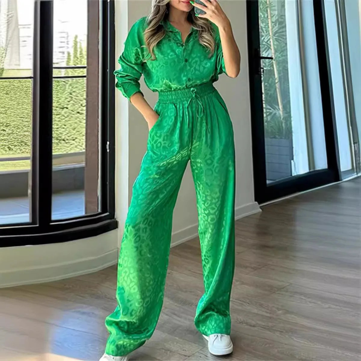 Whitney | Women's Leopard Print Tracksuit - Size:XS;Color:Green
