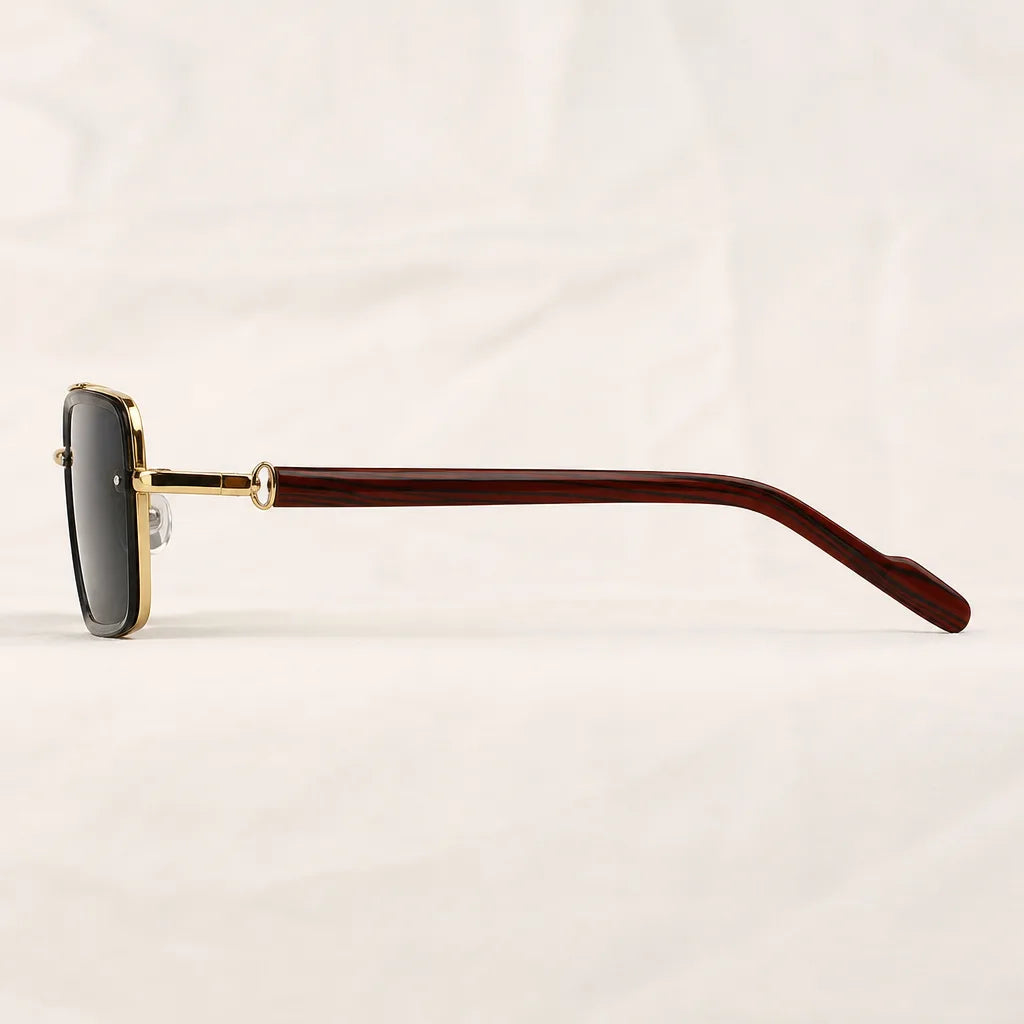 Men's Gold Frame Black Gray Lenses Whittaker Double Bridge Shades