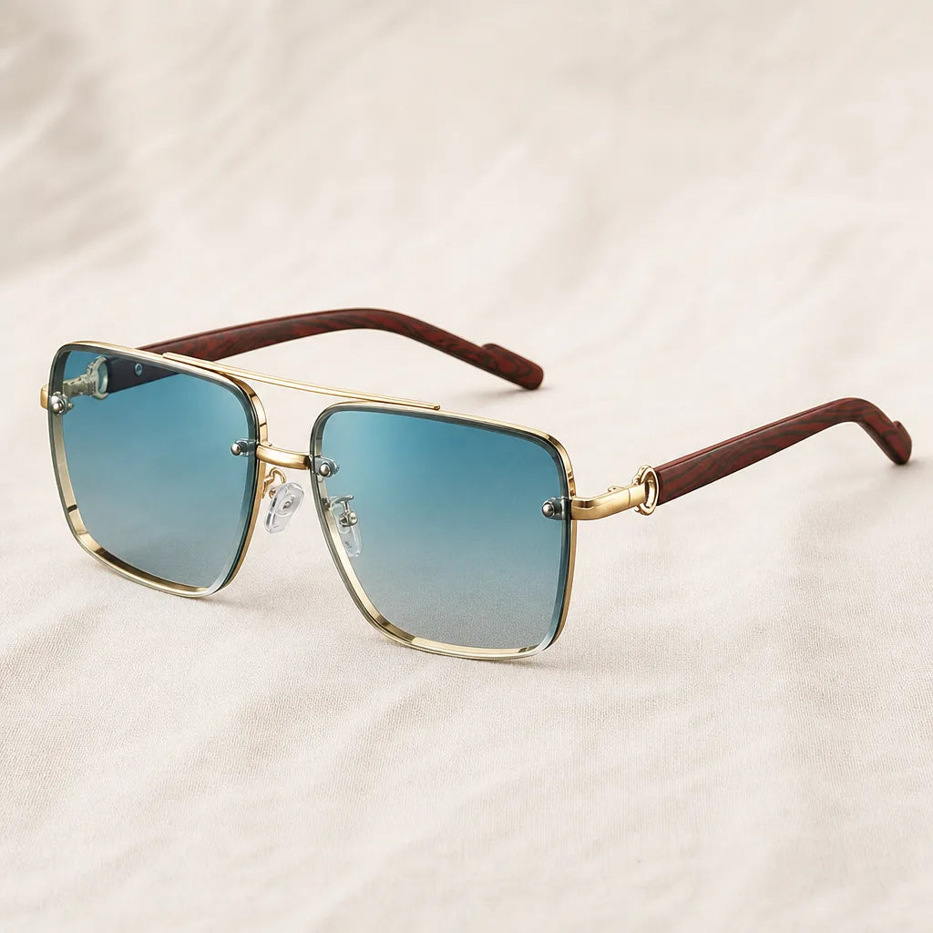 Whittaker Double Bridge Shades - Color:Gold Clear Blue