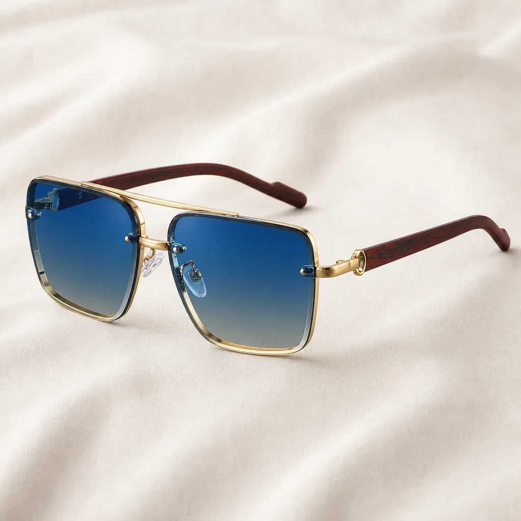 Whittaker Double Bridge Shades - Color:Gold Gradient Blue