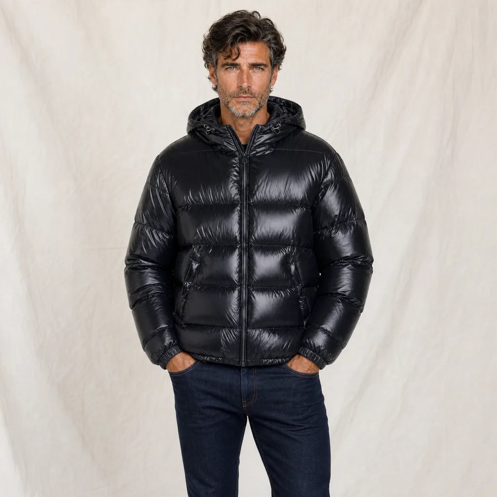 Men's Black Dominic Padded Hooded Jacket