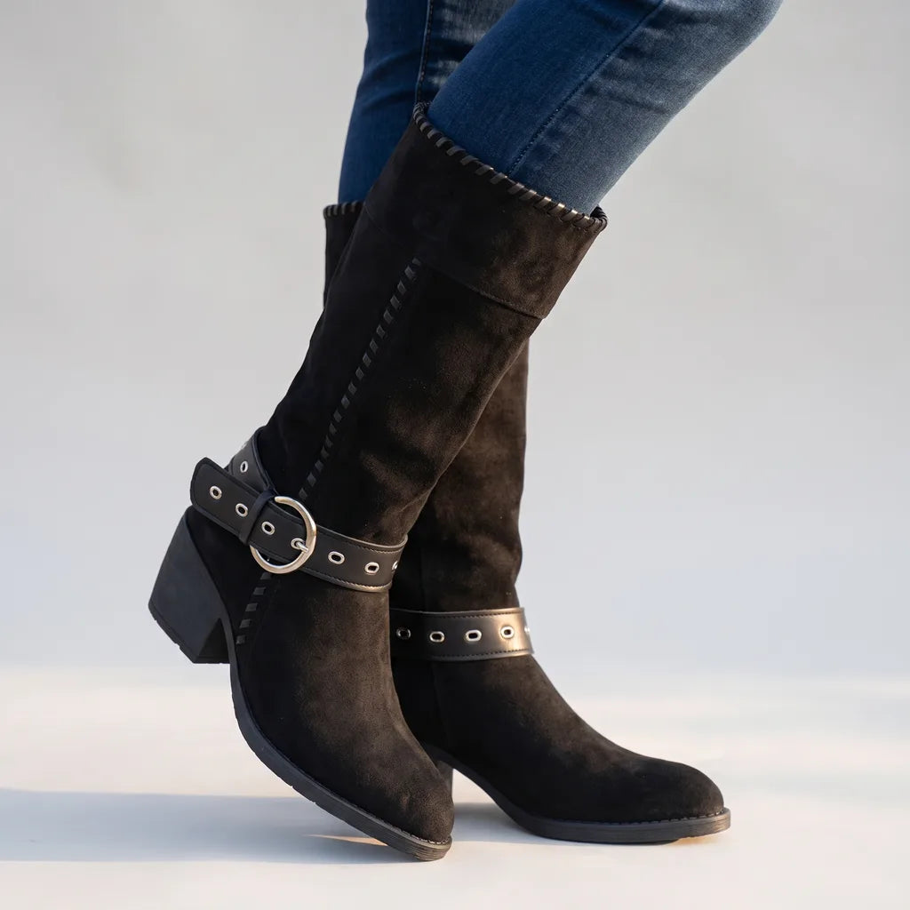 Willow | Women's Orthopaedic Buckle Riding Boots - Color:Black;Size:36