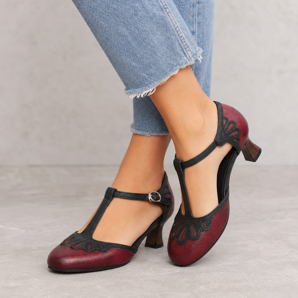 Clara | Womens T Strap Block Heels