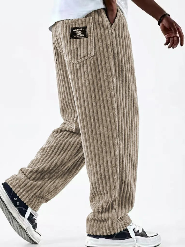 Winifred | Men's Corduroy Premium Sweatpants - Color:Beige;Size:XS