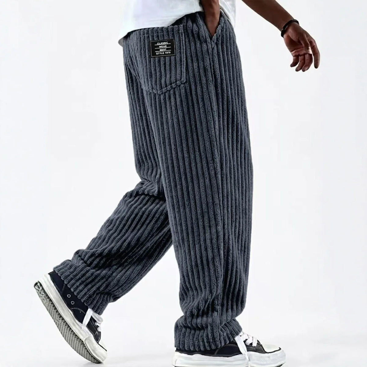 Winifred | Men's Corduroy Premium Sweatpants - Color:Blue;Size:XS