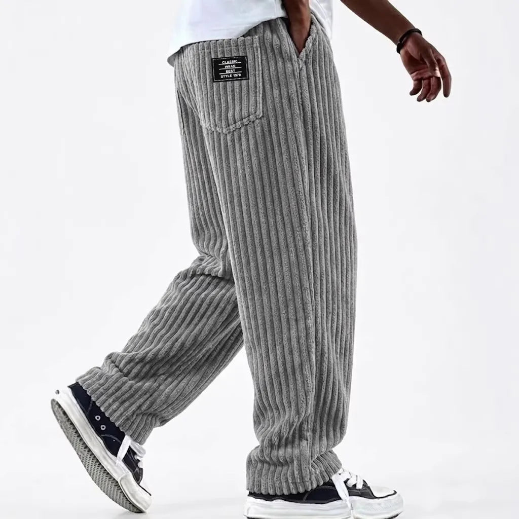 Winifred | Men's Corduroy Premium Sweatpants - Color:Gray;Size:XS