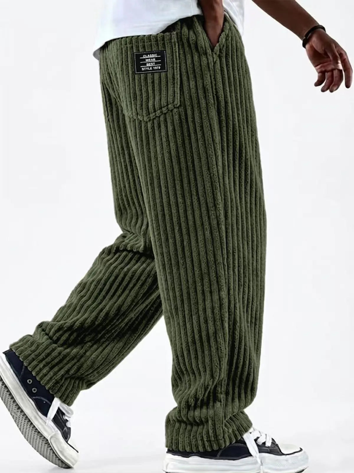 Winifred | Men's Corduroy Premium Sweatpants - Color:Green;Size:XS