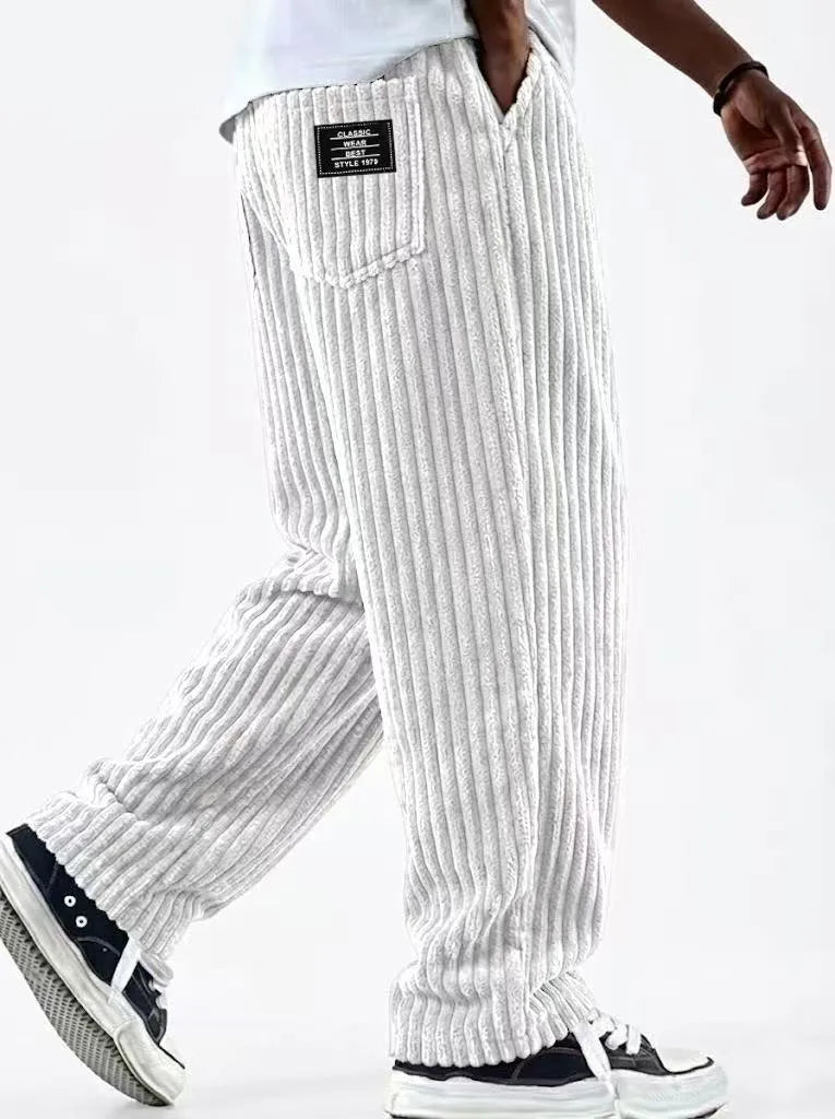 Winifred | Men's Corduroy Premium Sweatpants - Color:White;Size:XS