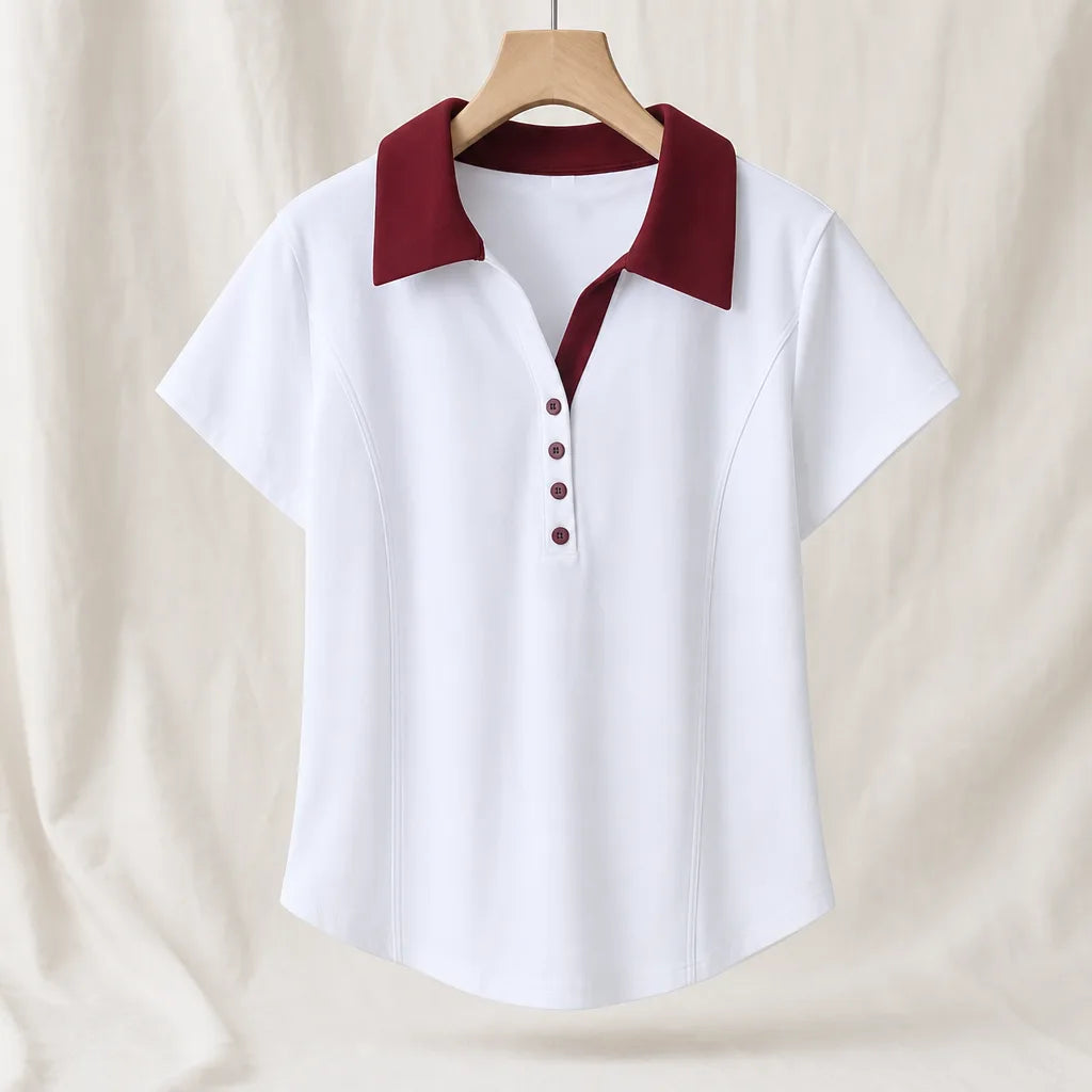 Winona Cotton Polo - Color:White;Size:M