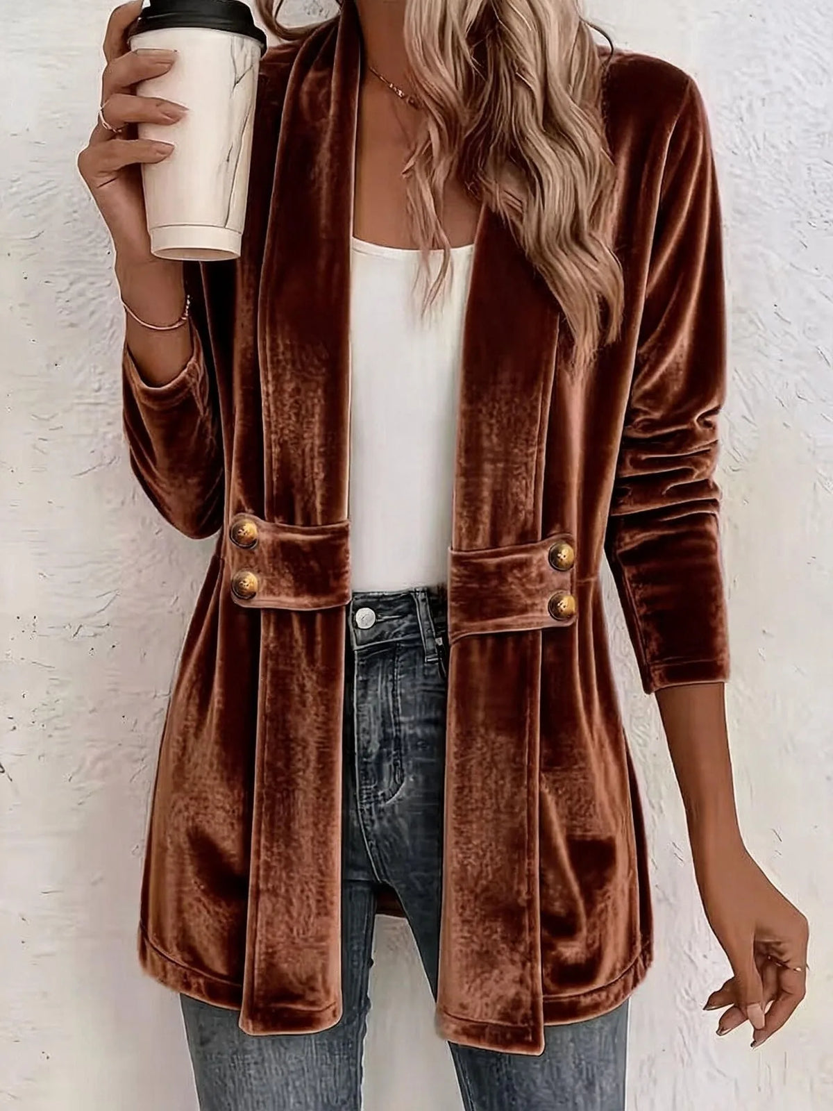 Winona | Women's Vintage Lapel Jacket - Size:XS;Color:Dark Brown