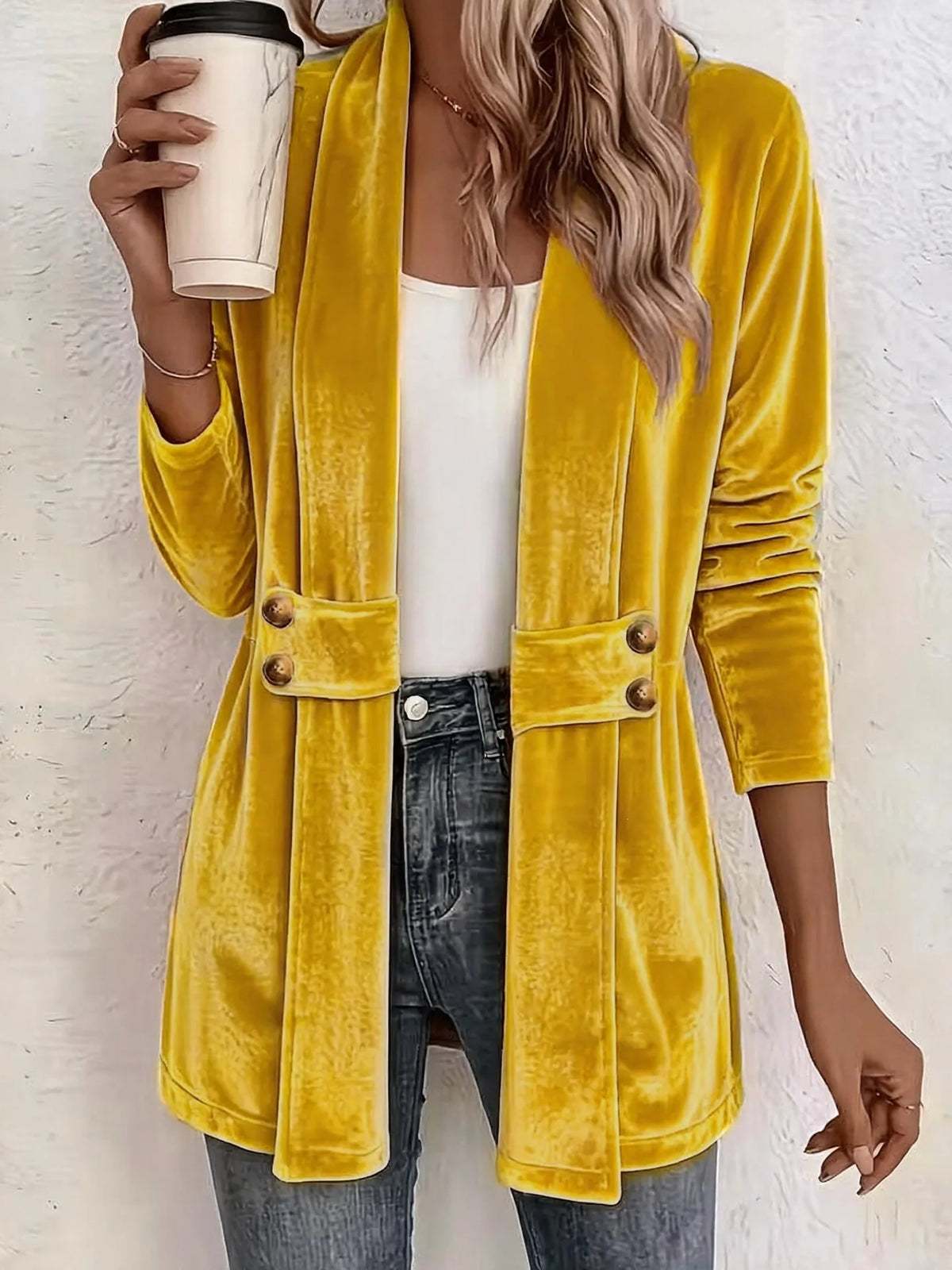 Winona | Women's Vintage Lapel Jacket - Size:XS;Color:Gold