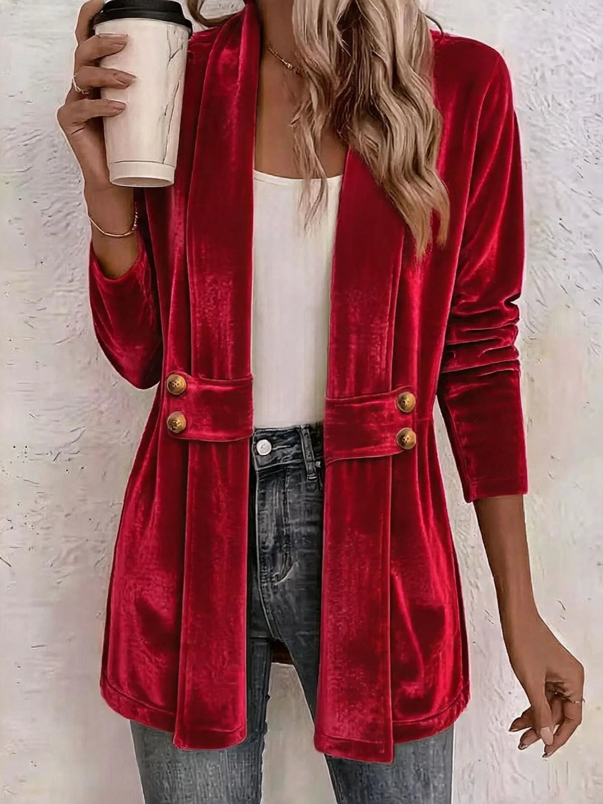 Winona | Women's Vintage Lapel Jacket - Size:XS;Color:Red