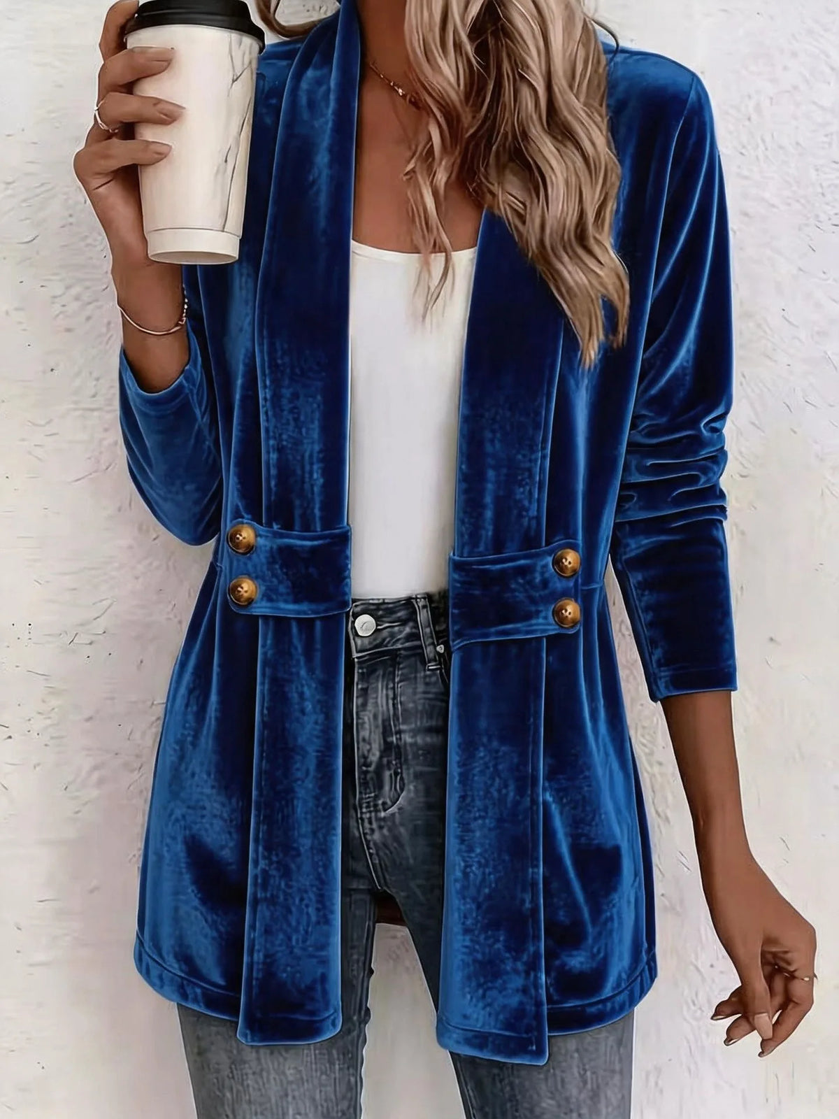 Winona | Women's Vintage Lapel Jacket - Size:XS;Color:Royal Blue