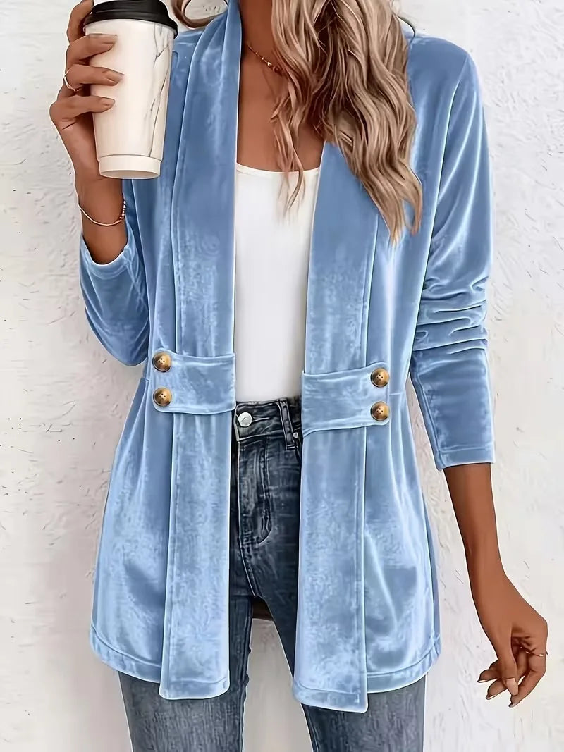 Winona | Women's Vintage Lapel Jacket - Size:XS;Color:Sky Blue