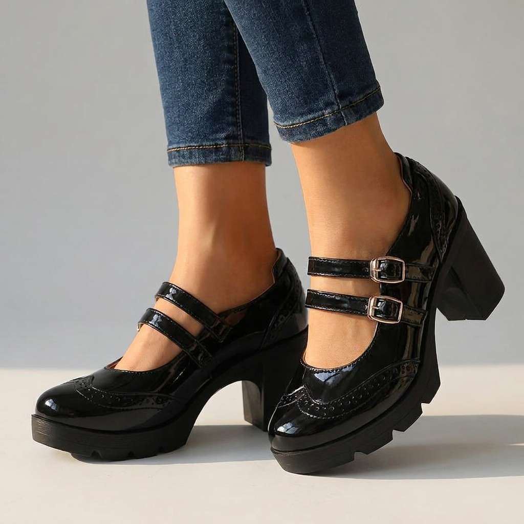 Clarissa | Womens Brogue Block Heels