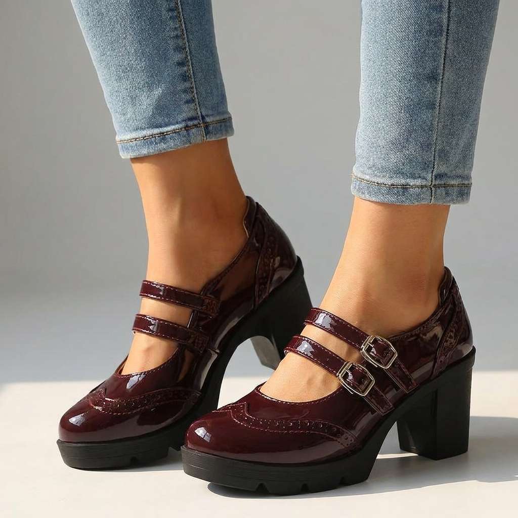 Clarissa | Womens Brogue Block Heels