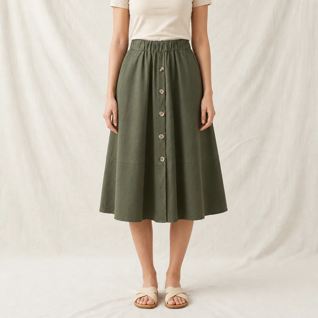 Green Westbrook A-Line Midi Skirt 4