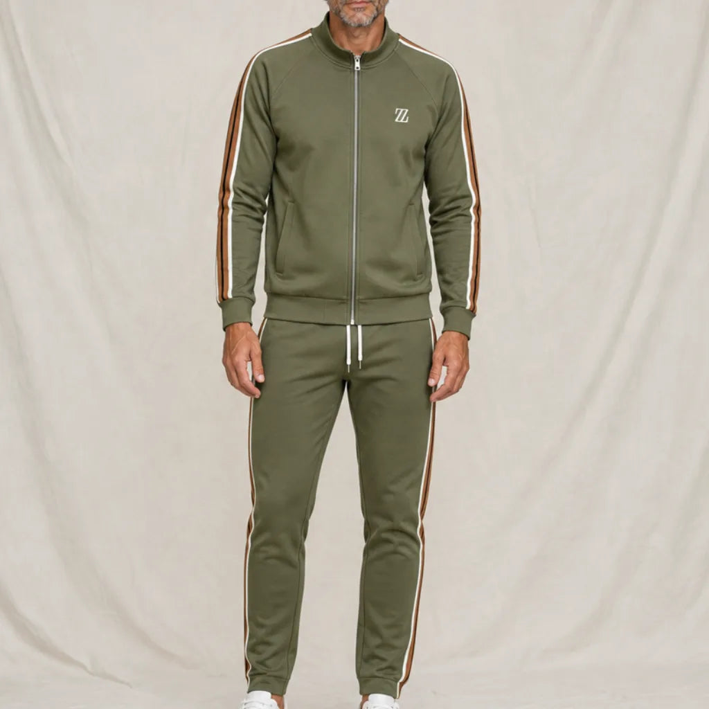 Zachary Zane Stand-Collar Tracksuit - Color:Green;Size:S