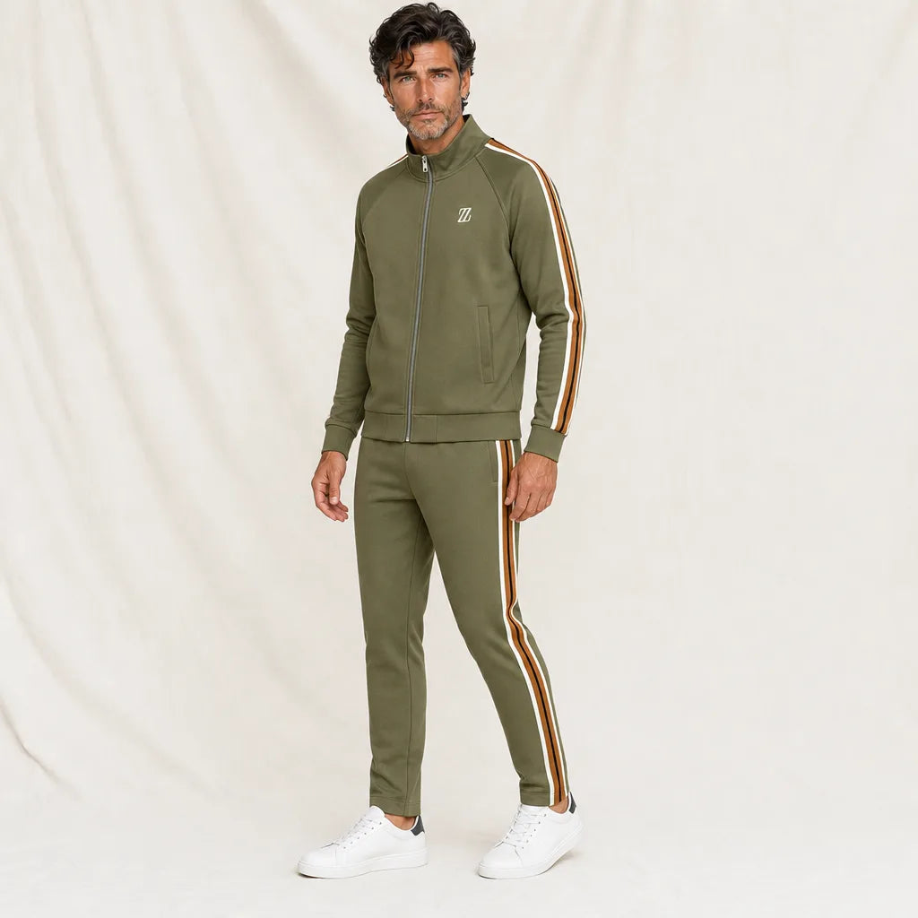 Men's Green Huxley Stand-Collar Tracksuit