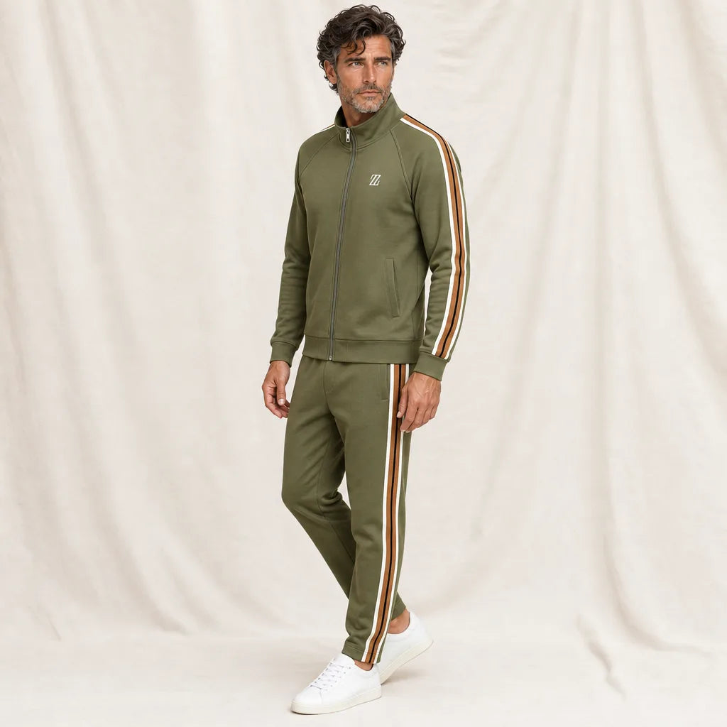 Men's Green Huxley Stand-Collar Tracksuit
