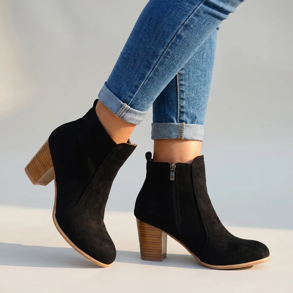 Zaina | Women's Block Heel Ankle Boots  - Color:Black;Size:35
